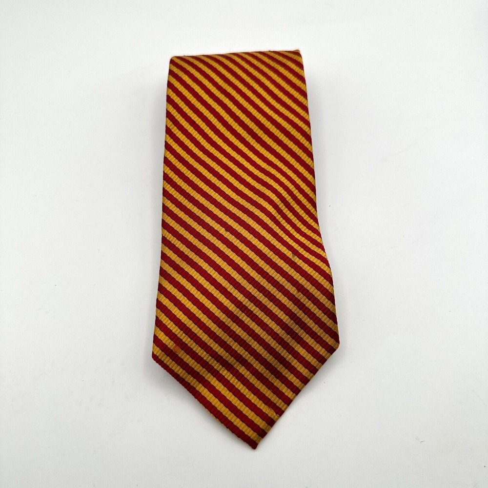 Andrew Scott Pointed Necktie Red Yellow Striped Silk Classic Business Formal NWT
